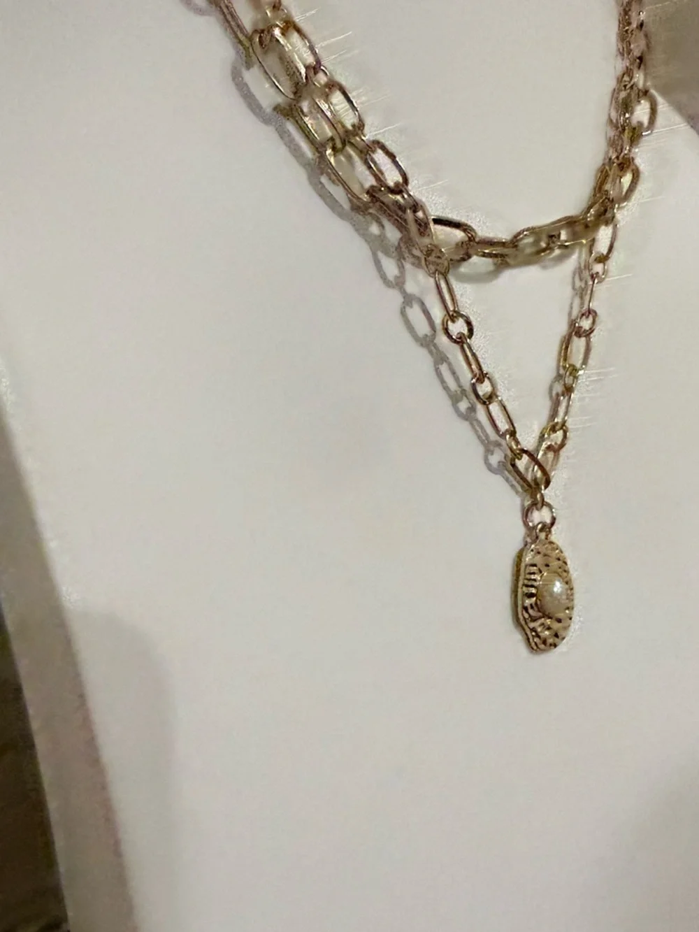 Set of 2 Separate Gold Tone Paperclip Chain Necklaces